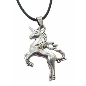 New Unicorn Pendant Necklace On 18" to 20" Black Cord Mythical Jewelry Gift